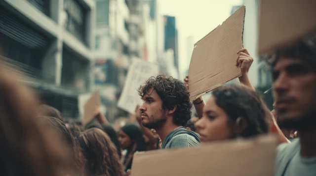 Brazilian Protest People with Signs