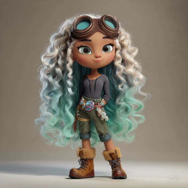 Young Inventor Girl 3D Concept Art