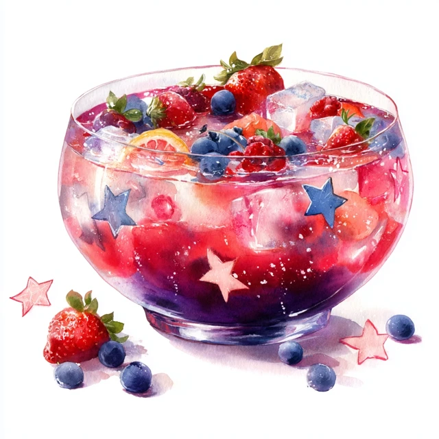 Watercolor Berry Punch Patriotic Decor
