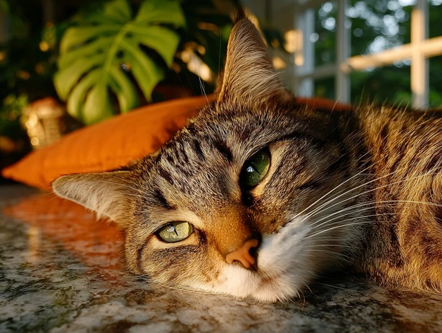 Chinese Li Hua Cat Lounging in Sunlight