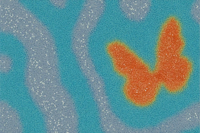 Mosaic Butterfly Abstract Art Blue Gradient