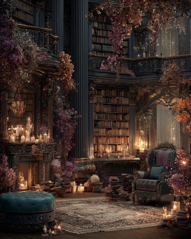 Dreamy Fantasy Mansion Library Interior Design