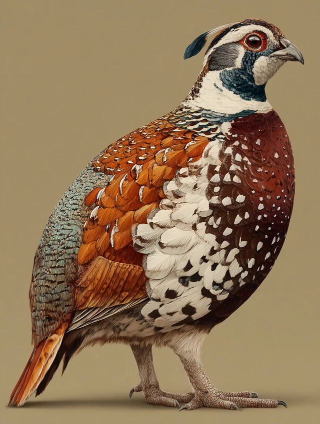 Bobwhite Grouse Watercolor Painting Elegant Bird Art
