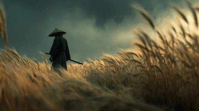 Samurai in a Wheat Field Cinematic Artwork