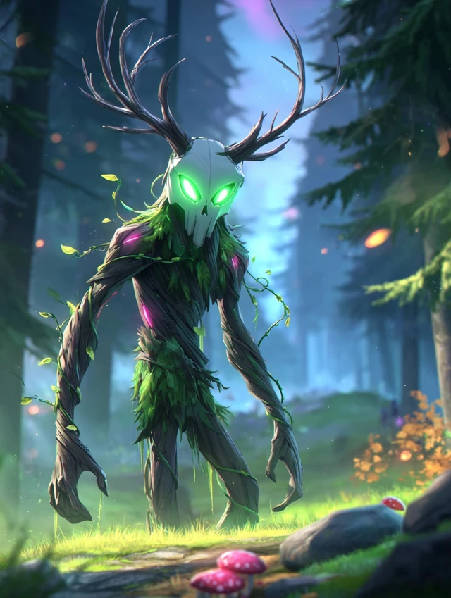 Slavic Forest Guardian Leshy in a Dark Forest