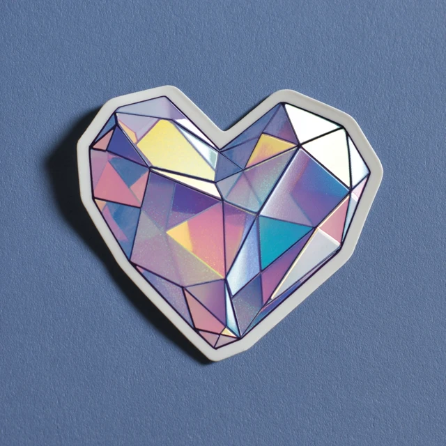 Holographic Crystal Heart Sticker Vaporwave