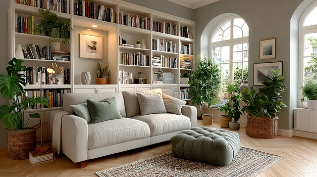 Elegant Living Room Bookshelf Design