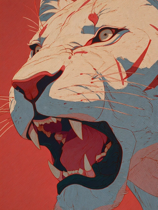 Anime Lion Close Up Dramatic Poster Art