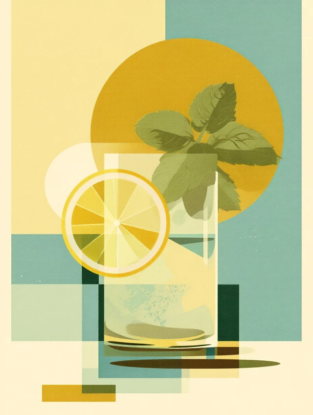 Limoncello Tonic Cocktail Retro Poster Art