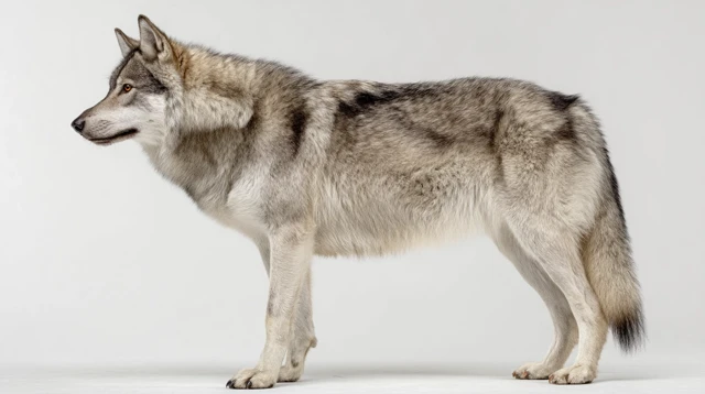 Majestic Wolfdog Silver Gray Fur Studio Photo