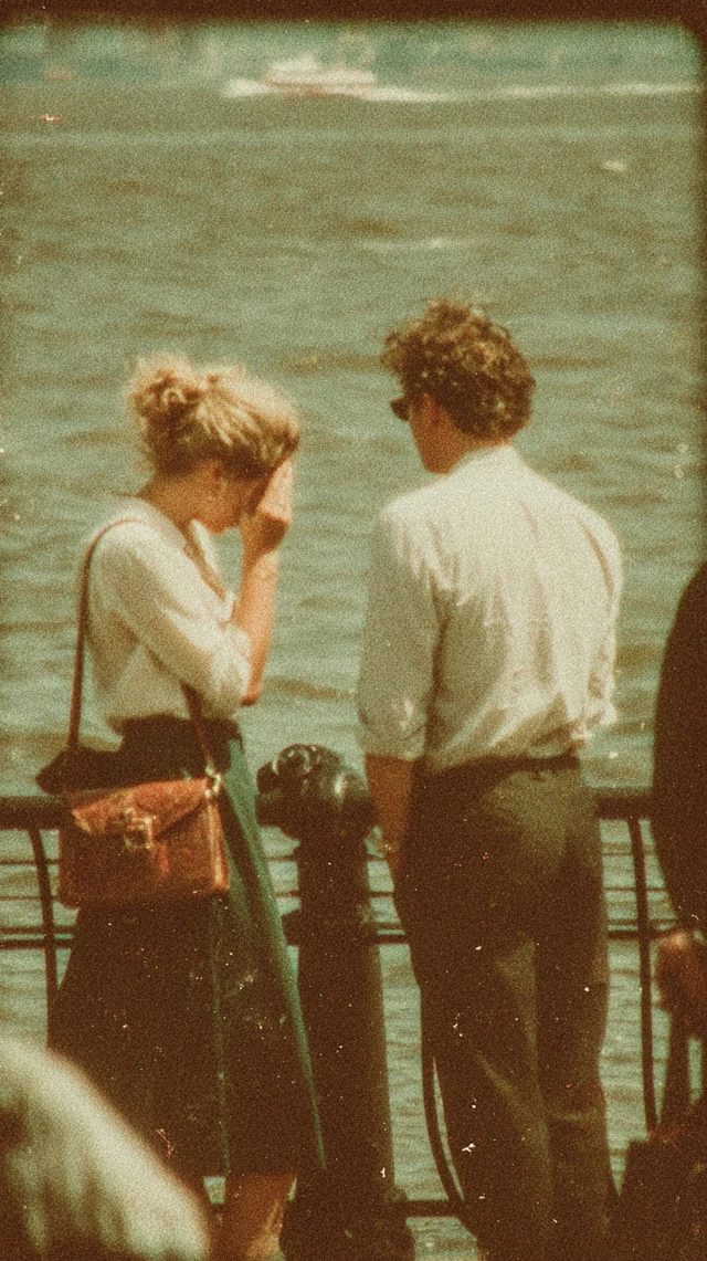 1980s Couple Hudson River Promenade