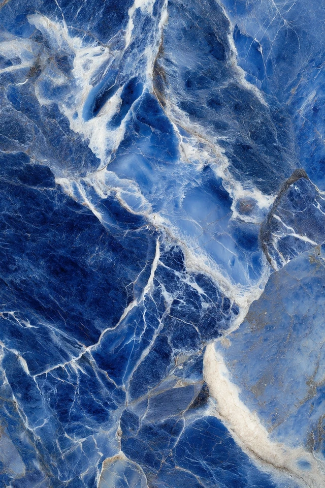 Blue Sodalite Marble Stone Texture with Veins and Swirls