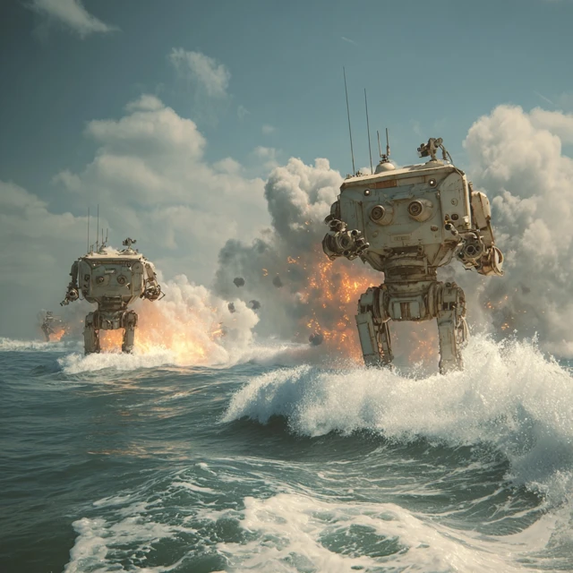 Robot War Invasion Sea Action