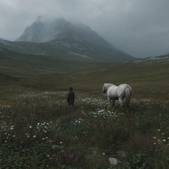 Man and Horse in a Mountain Landscape