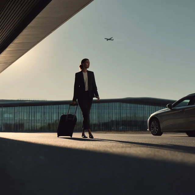 Business Woman at Airport Modern Architecture