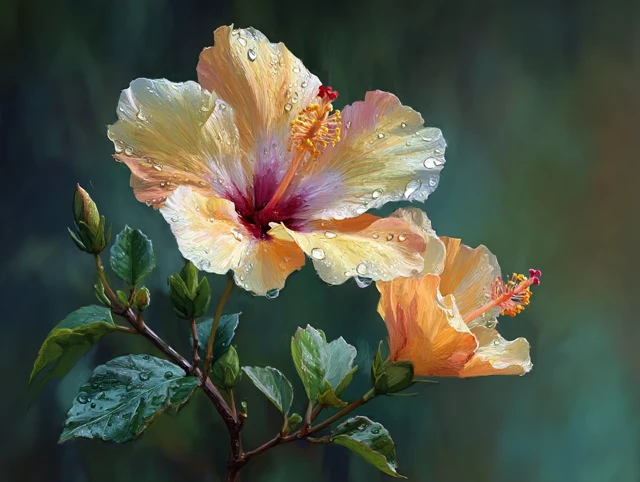 Realistic Hibiscus Flower with Changed Colors