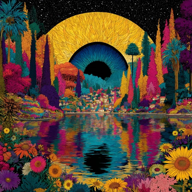 Vibrant Dreamscape Psychedelic Art Illustration