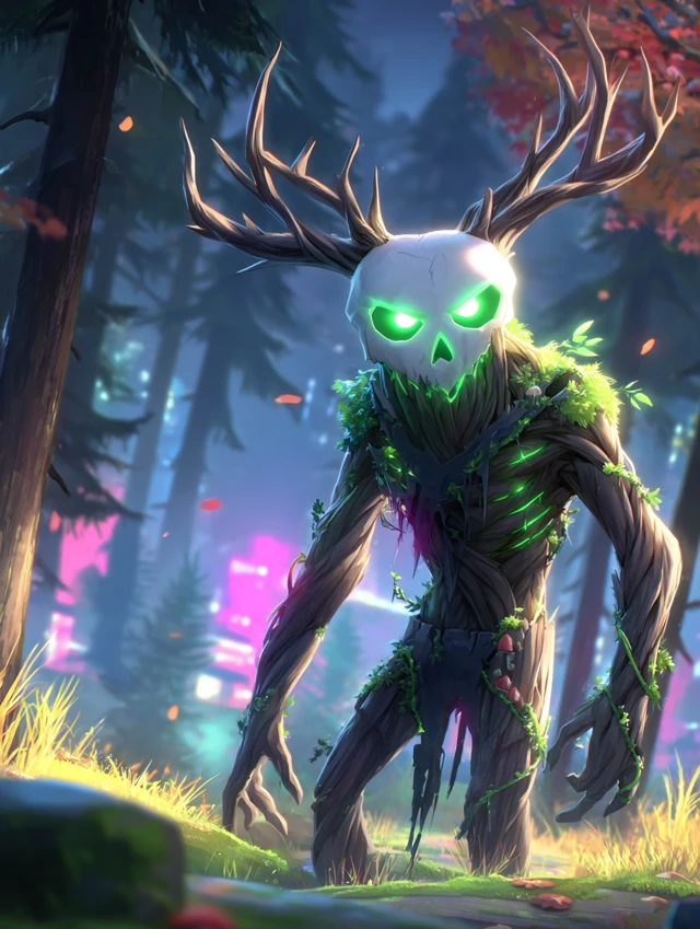 Slavic Forest Guardian Leshy in a Dark Forest