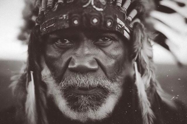 Apache Warrior Black and White Portrait Documentary Photo