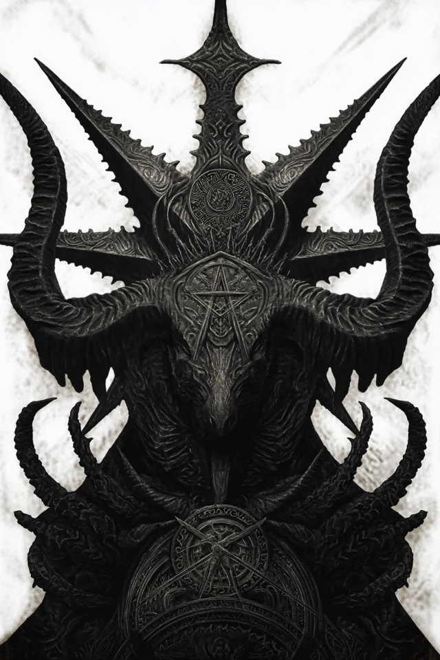 Black Metal Album Art Baphomet Engraved Style