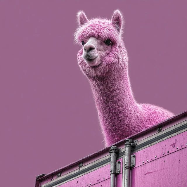 Pink Alpaca on Truck