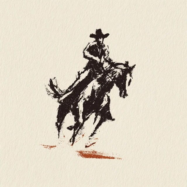 Vintage Cowboy Riding Bucking Horse