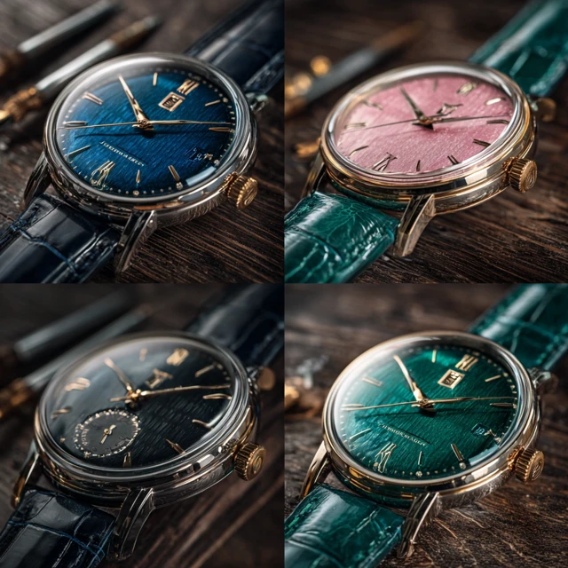 Elegant Mechanical Wristwatch with Colored Dials