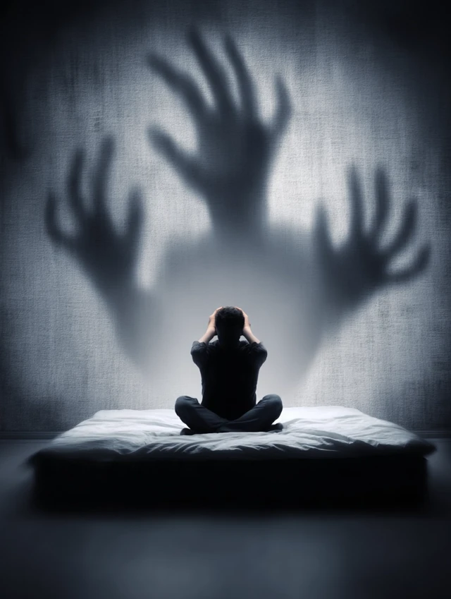 Anxiety Concept Image Man Shadow Hand