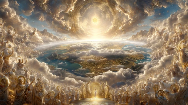 Heavenly Choir Angels in Divine Worship Scene