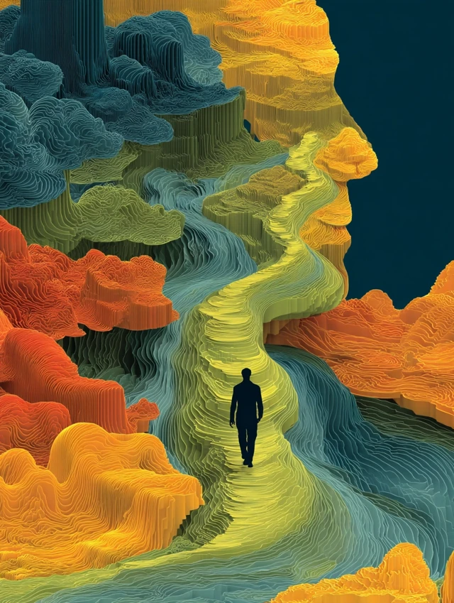 Surreal Landscape Figure Vector Art