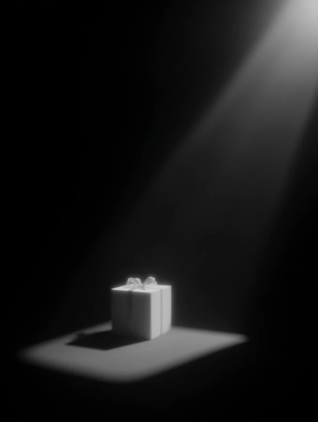 Minimalist 3D Render of a Gift Box Dramatic Lighting