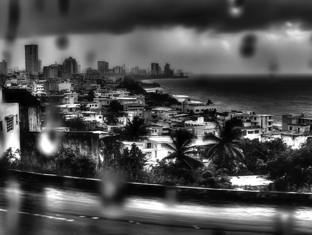Puerto Rico Skyline Overlook in Black and White