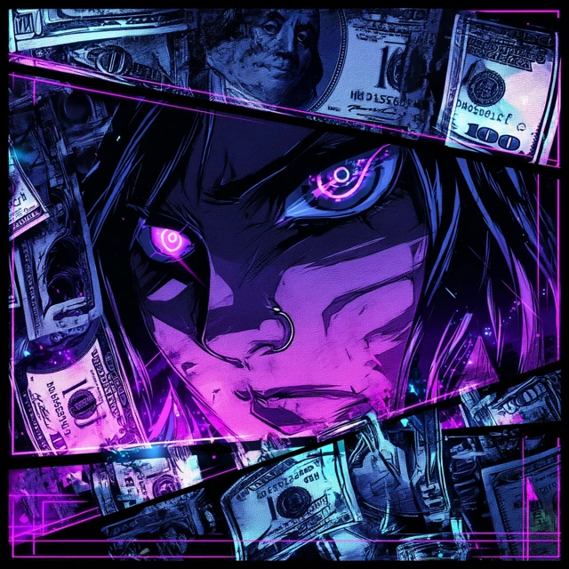 Anime Dollar Bill Cyberpunk Art