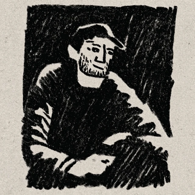 Man Portrait Crayon Drawing Black and White