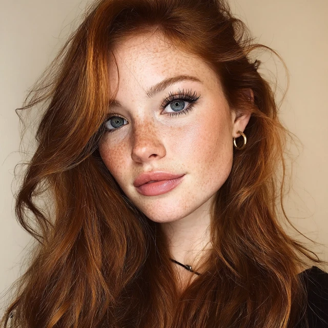 Beautiful Girl Red Hair and Blue Eyes iPhone Photo