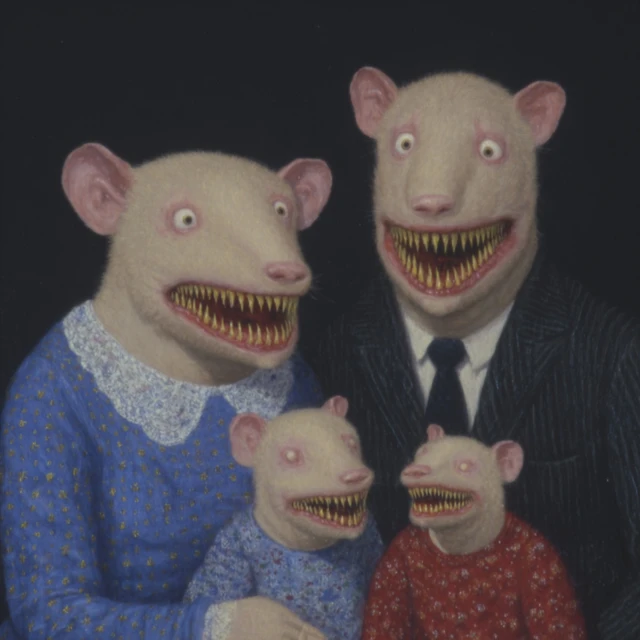 Creepy Rat Family Portrait Art