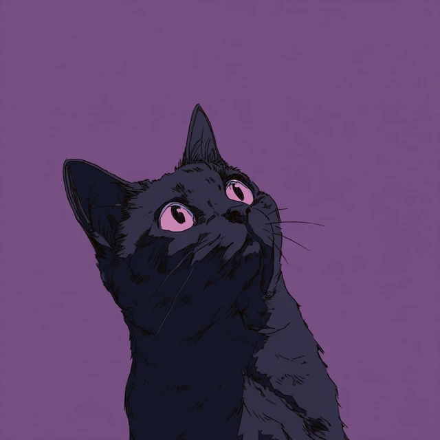 Anime Cat Cute Eyes Purple Background