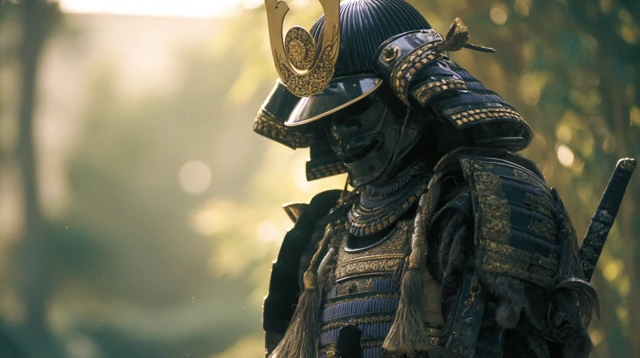 Samurai in Armor Photo Kodak Portra Film Muted Colors