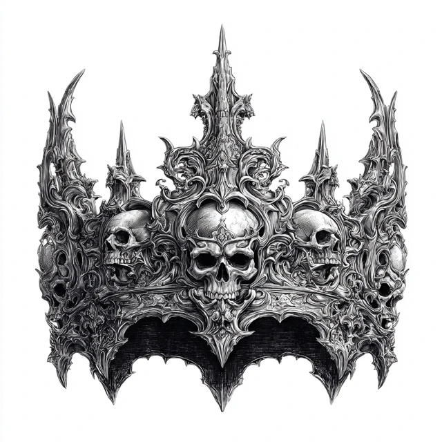 Gothic Crown Tattoo Illustration Dark Baroque Design