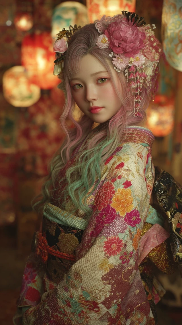 Oiran Portrait Mitsuri Kanroji Inspired Japanese Beauty