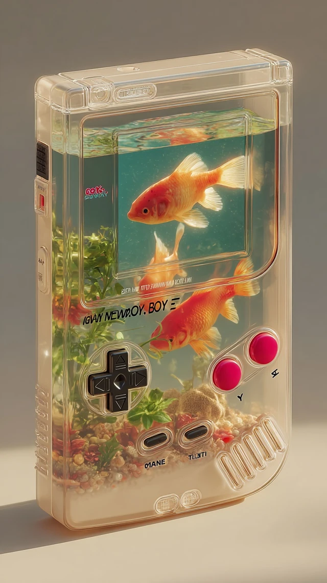 Game Boy Aquarium Golden Fish Photography