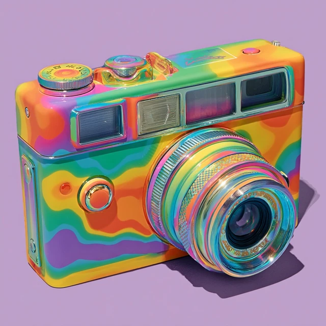 Lisa Frank Inspired Camera Colorful Fun Design