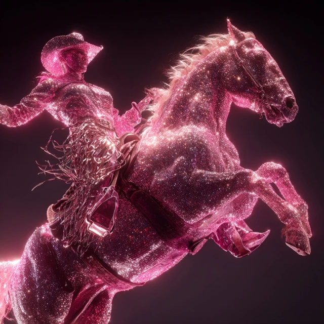Glitter Rodeo Cowgirl Glamorous Bucking Horse