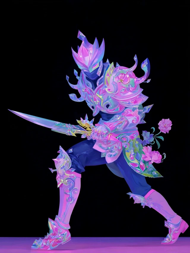 Crystal Warrior Art: Dark Fantasy with Floral Armor