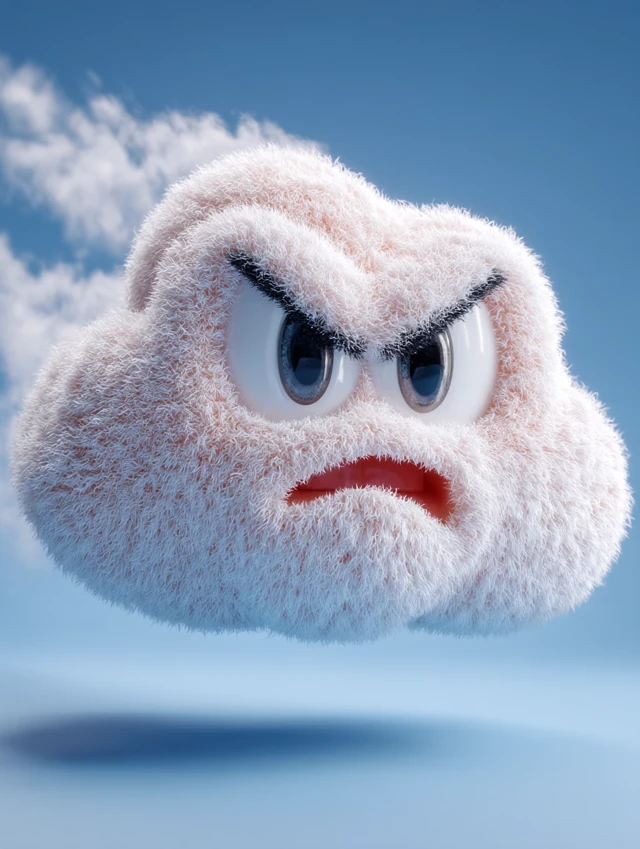 Pixar Style Cloud Villain 3D Render