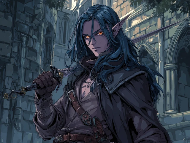Anime Elven Rogue Vampire Hunter Dungeons and Dragons