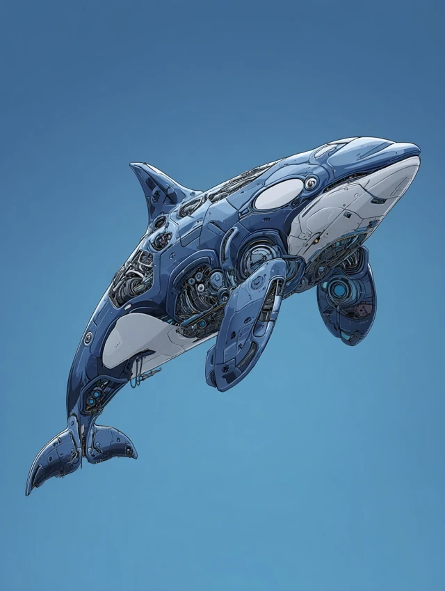 Futuristic Orca Whale Vector Illustration