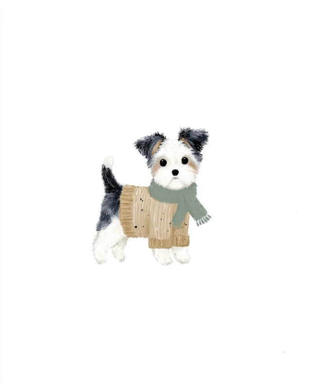 Cute White Dog in Sweater