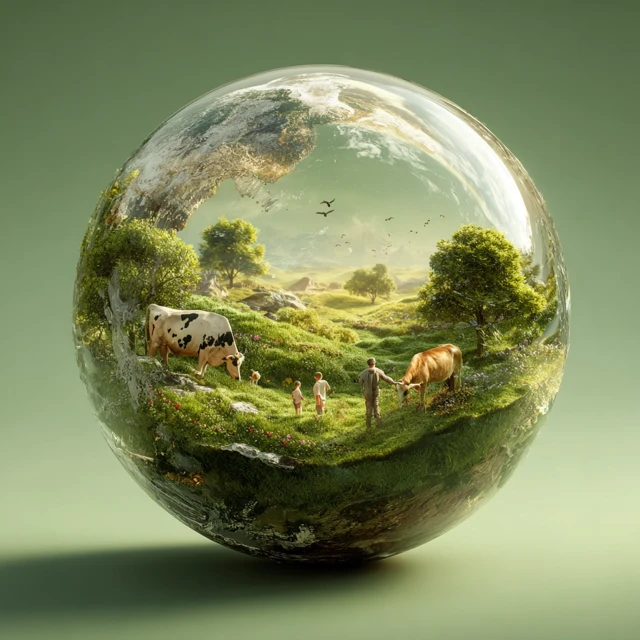 Crystal Earth Sphere A Peaceful Family Scene