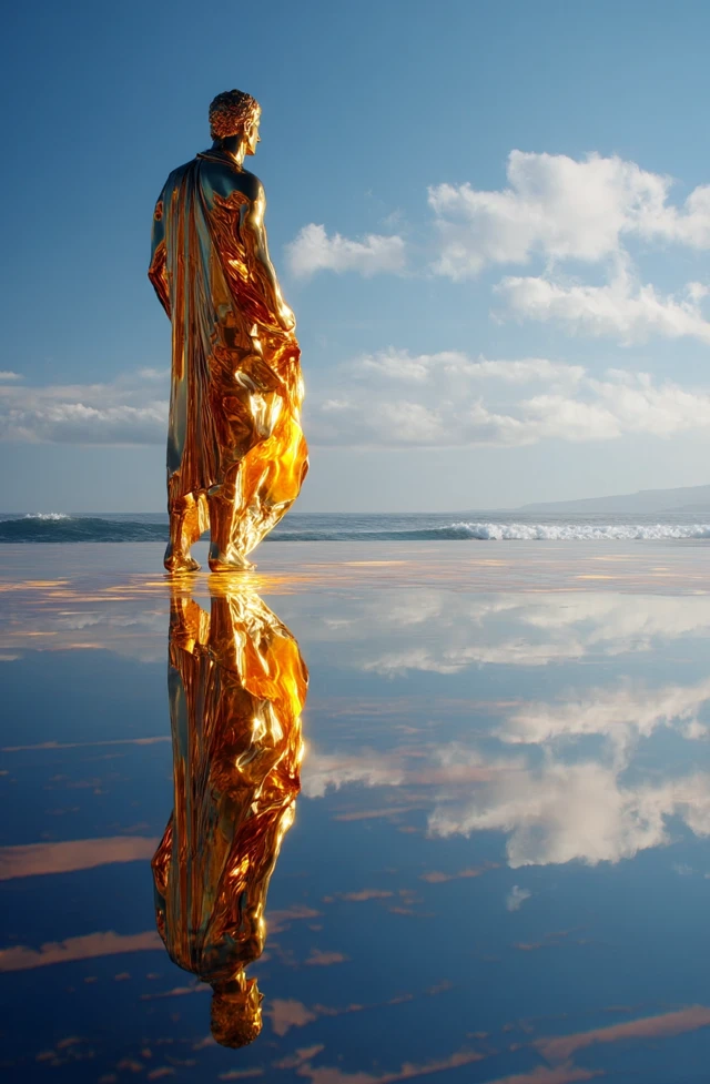 Apollo Statue Golden Shore Photograph